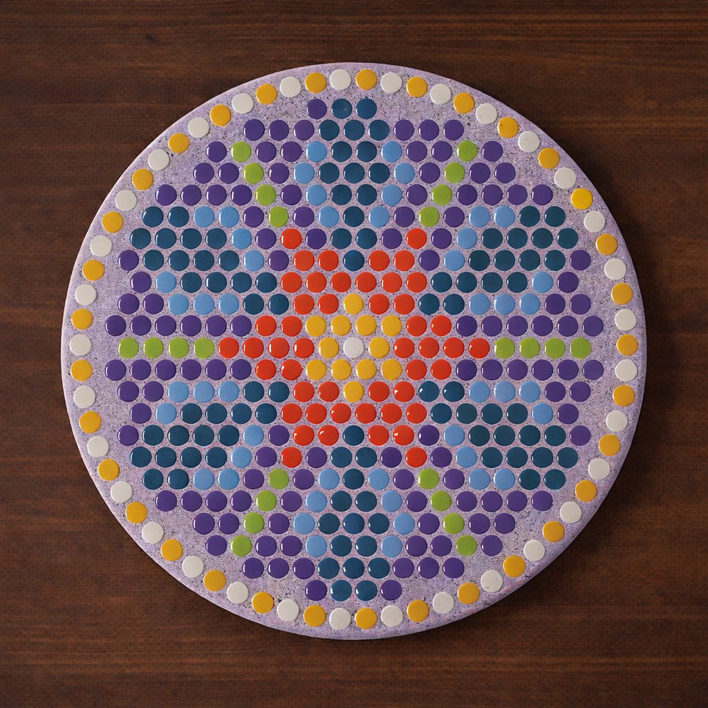 Flower Mandala 20 cm: AI rendered image of completed mosaic