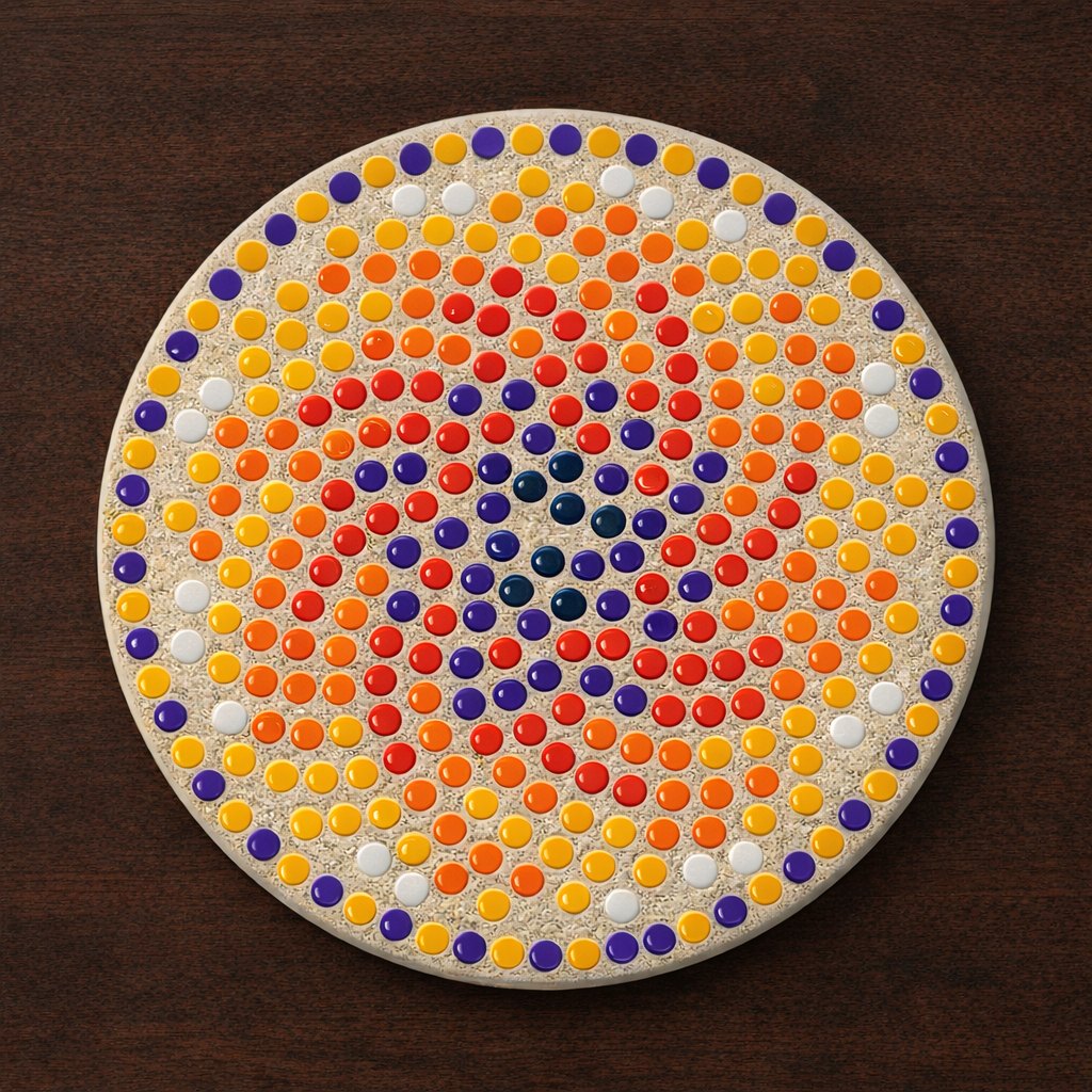 Spiral Mandala 20 cm: AI rendered image of completed mosaic