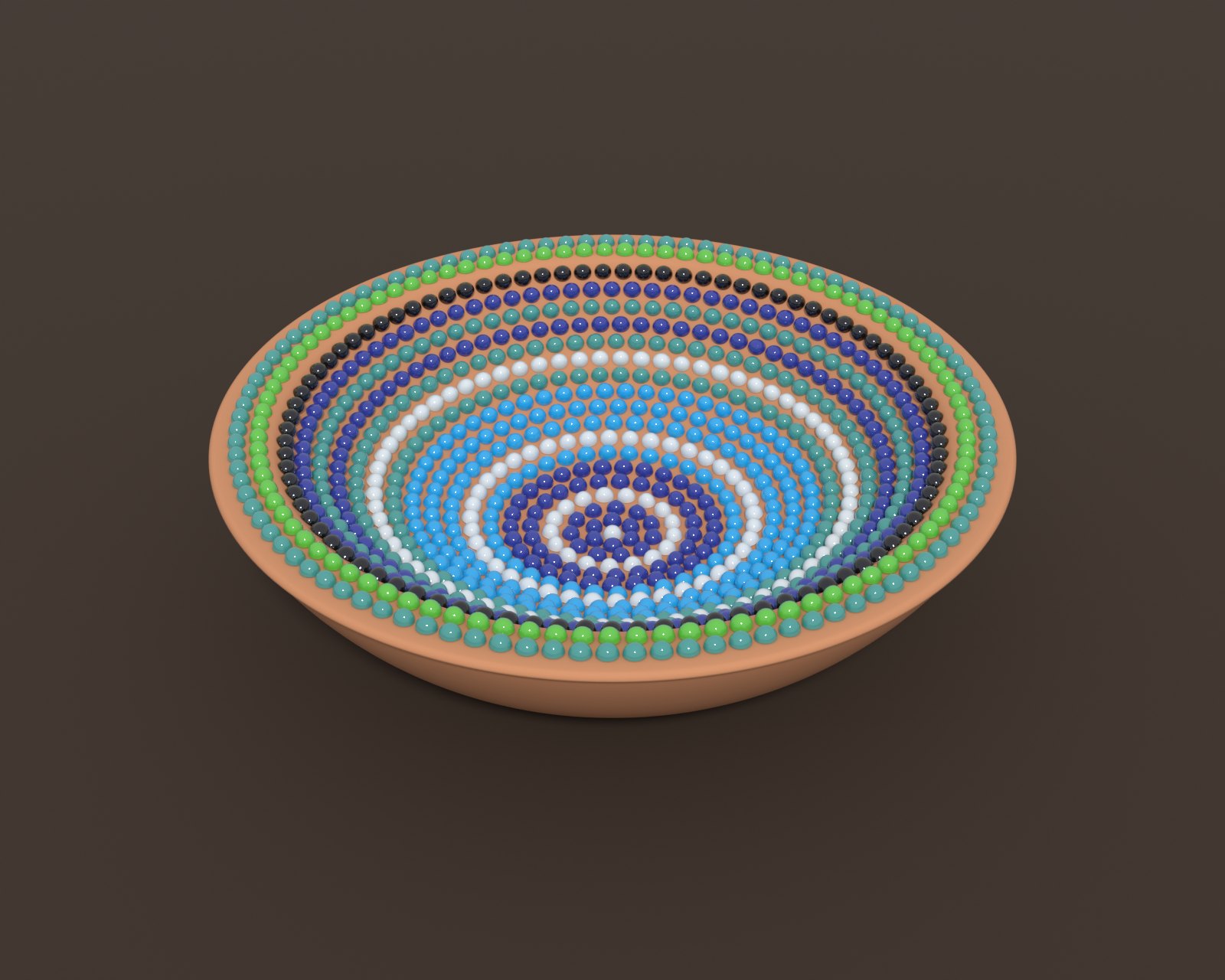 Mini Glass Nuggets · Bird Bath: AI render of mosaic layout
