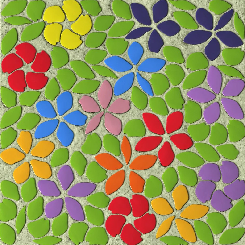 Petal Meadow – Fallen Petals: AI rendered image of completed mosaic