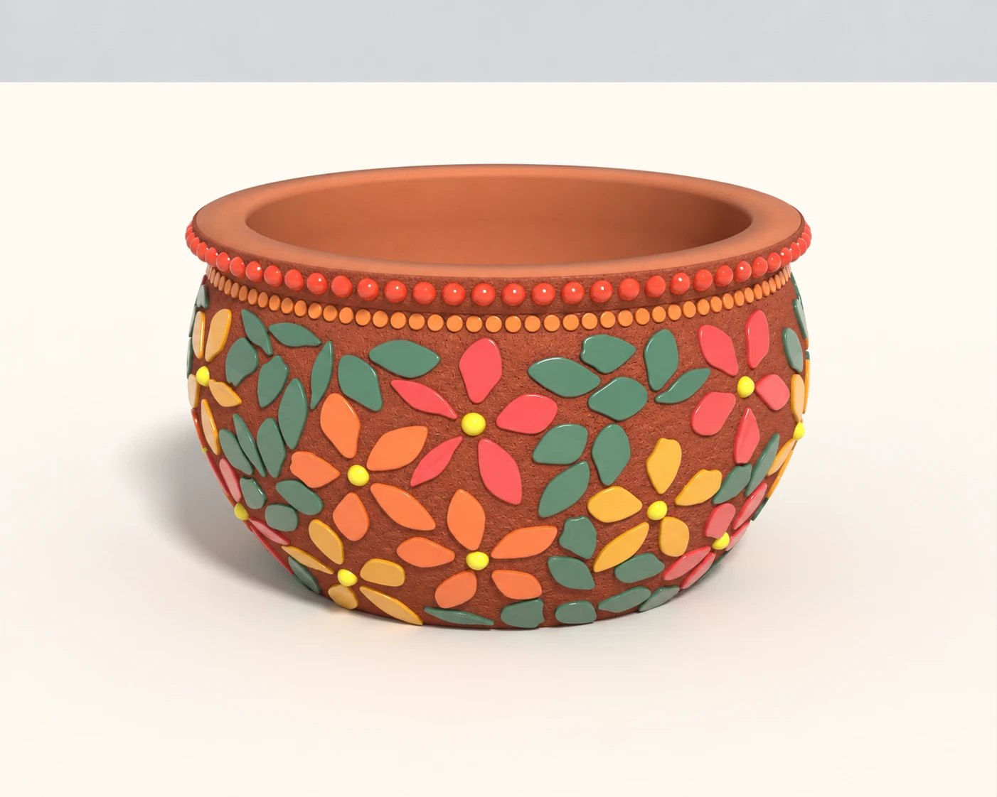 Plant Pot · Fallen Petals, Mini Nuggets and Darling Dotz: AI rendered image of completed mosaic