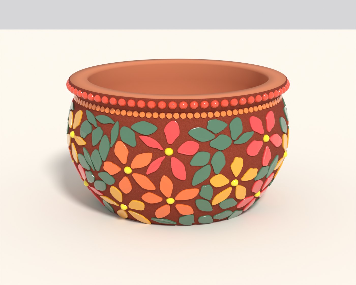 Plant Pot · Fallen Petals, Mini Nuggets and Darling Dotz: AI render of mosaic layout